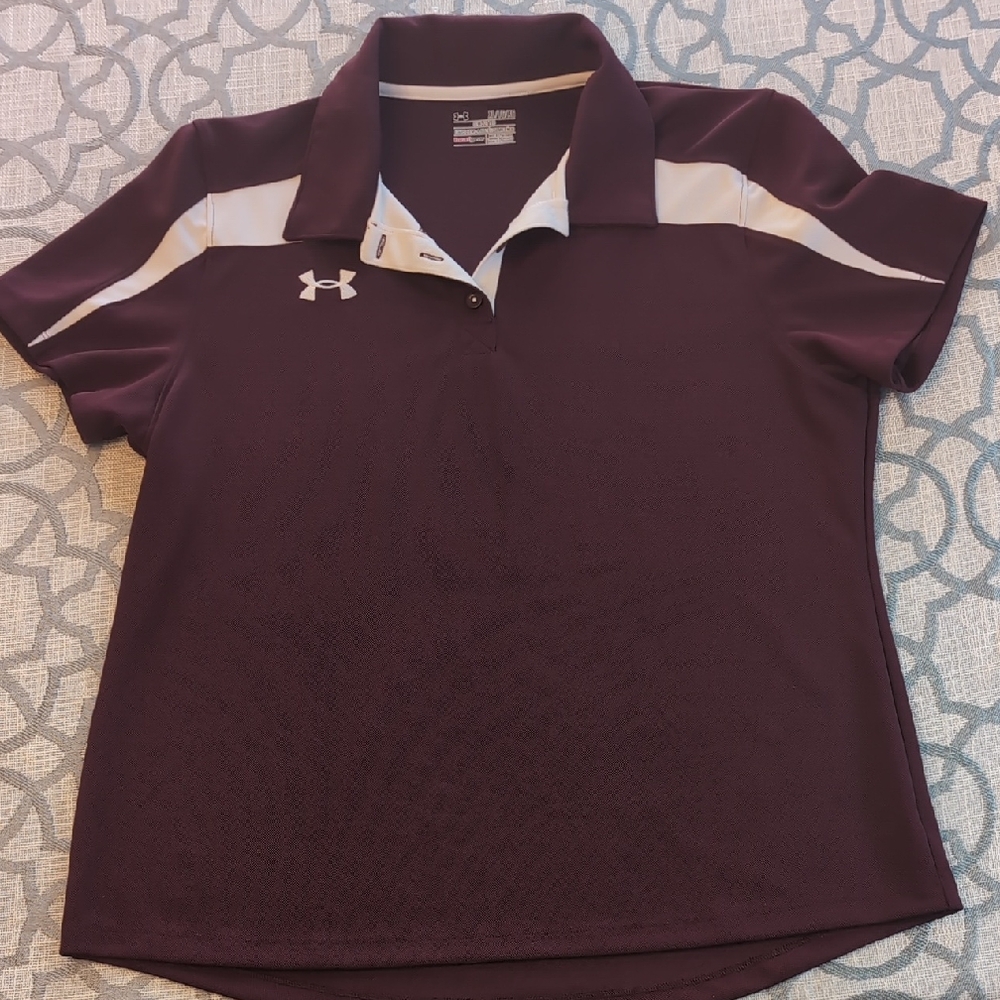 Unisex XL Maroon And White Under armour Semi-fitted Polo